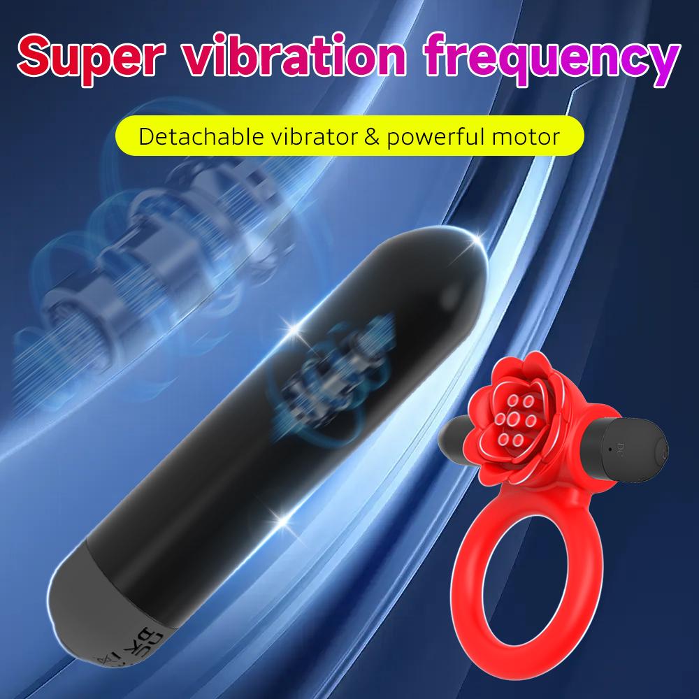 Detachable Bullet Vibrator with Cock Ring Sex Toy for Men Rose G Spot Clitoral Stimulator Anal Butt Plug Prostate Massager Goods