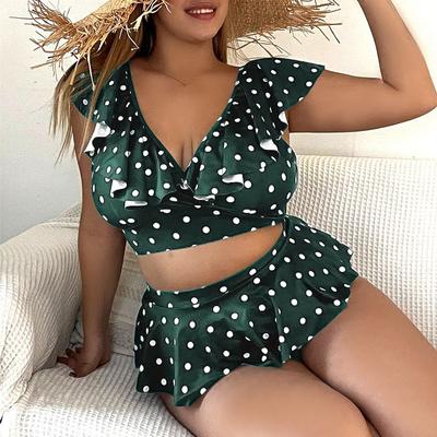 Women's Summer Beach Ruffle Polka Dot Swimsuit Sexy Plus Size Swimsuit Plus Bikini Swimsuit