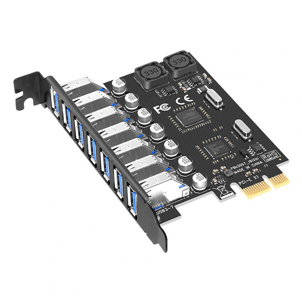 Placă adaptor PCI-E la USB 3.0 cu 7 porturi pentru PC desktop - Nu necesită alimentare externă, Chip NEC