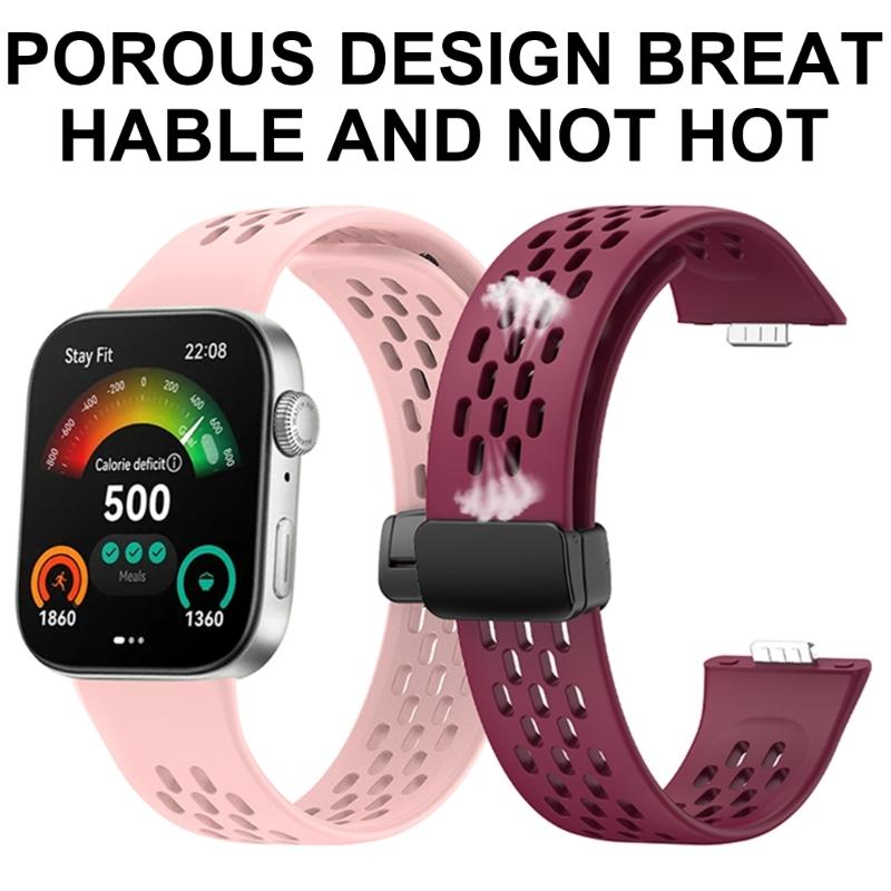 Comfortable Silicone Band with Magnetic Lock Breathable Accessory Sweat Resistant Silicone Watch Strap for Watch Fit3