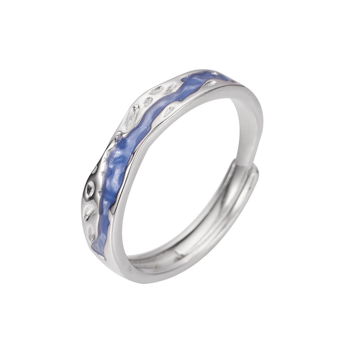 

Кольцо для пары из стерлингового серебра S925, зеркальное, с эффектом светового года, нишевое, высококачественное, мужские и женские кольца с сердцебиением, ярко-синего цвета 925 Silver