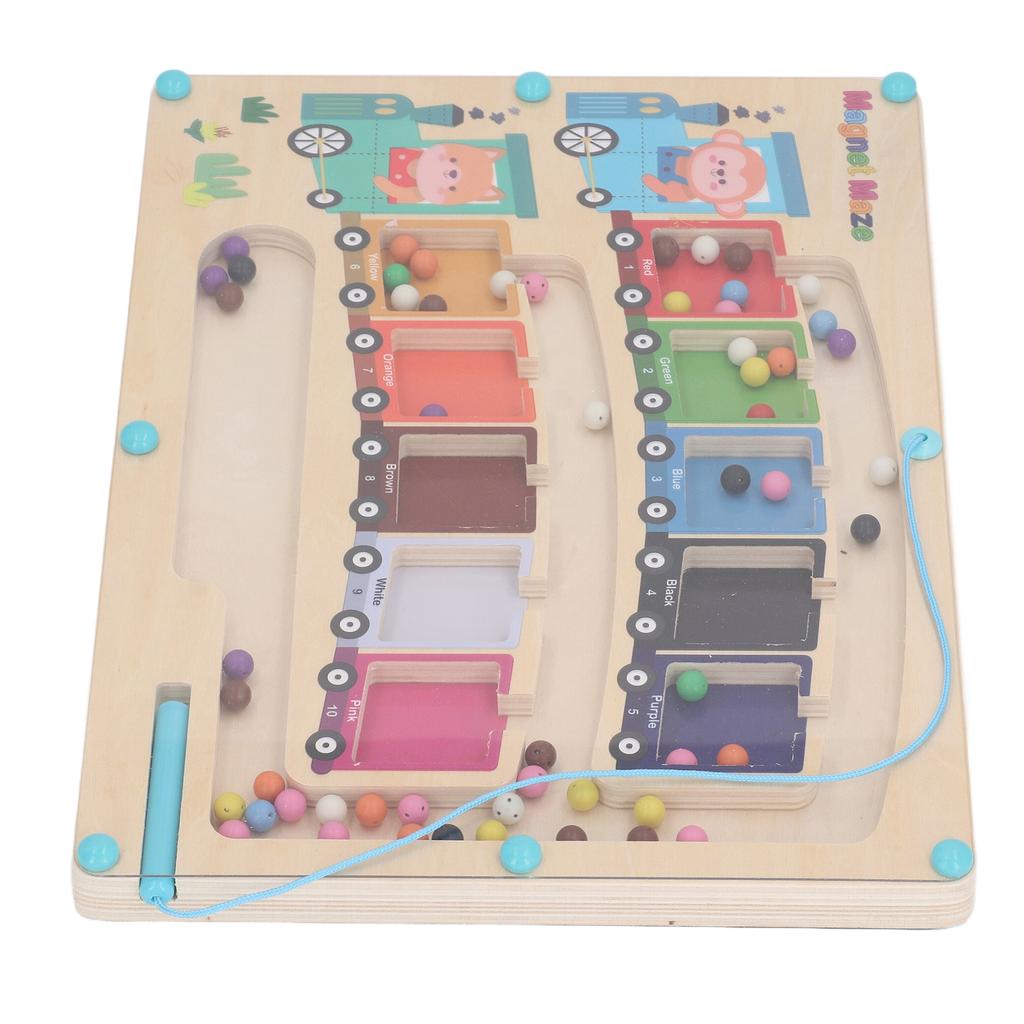 2 In 1 Double Sided Wooden Magnetic Color Sorting Maze Alphabet Learning Math Toys Counting