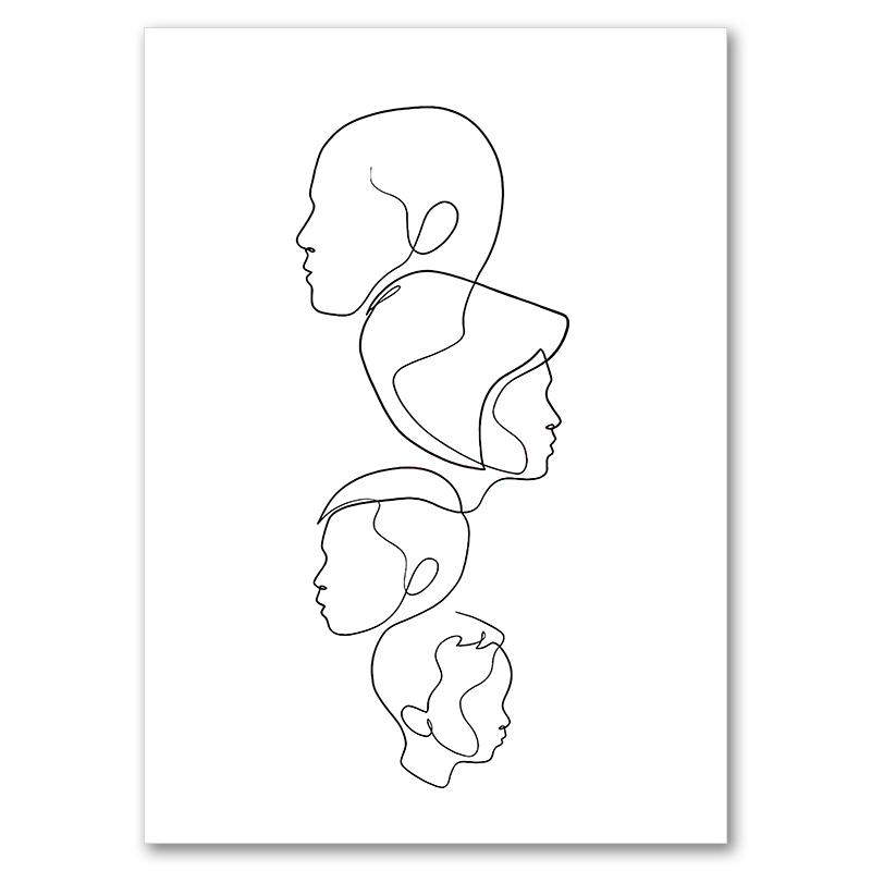 Family Together Line Draw Art Painting Modern Canvas Poster Print Minimalist Wall Art Pictures for Living Room Home Decor