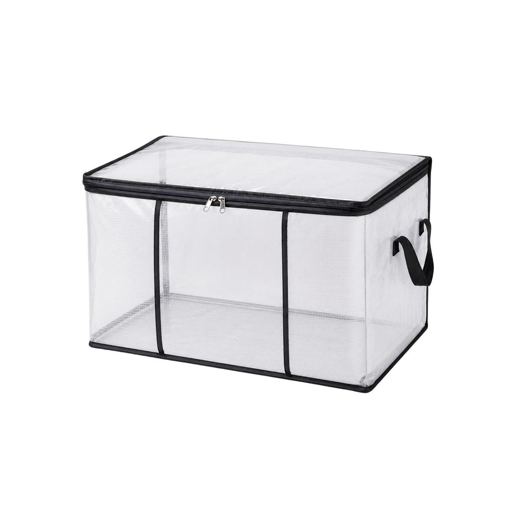 Large Capacity Transparent PVC Storage Bag with Zipper Closure and Reinforced Handles for Clothes Bedding and Moving Organization