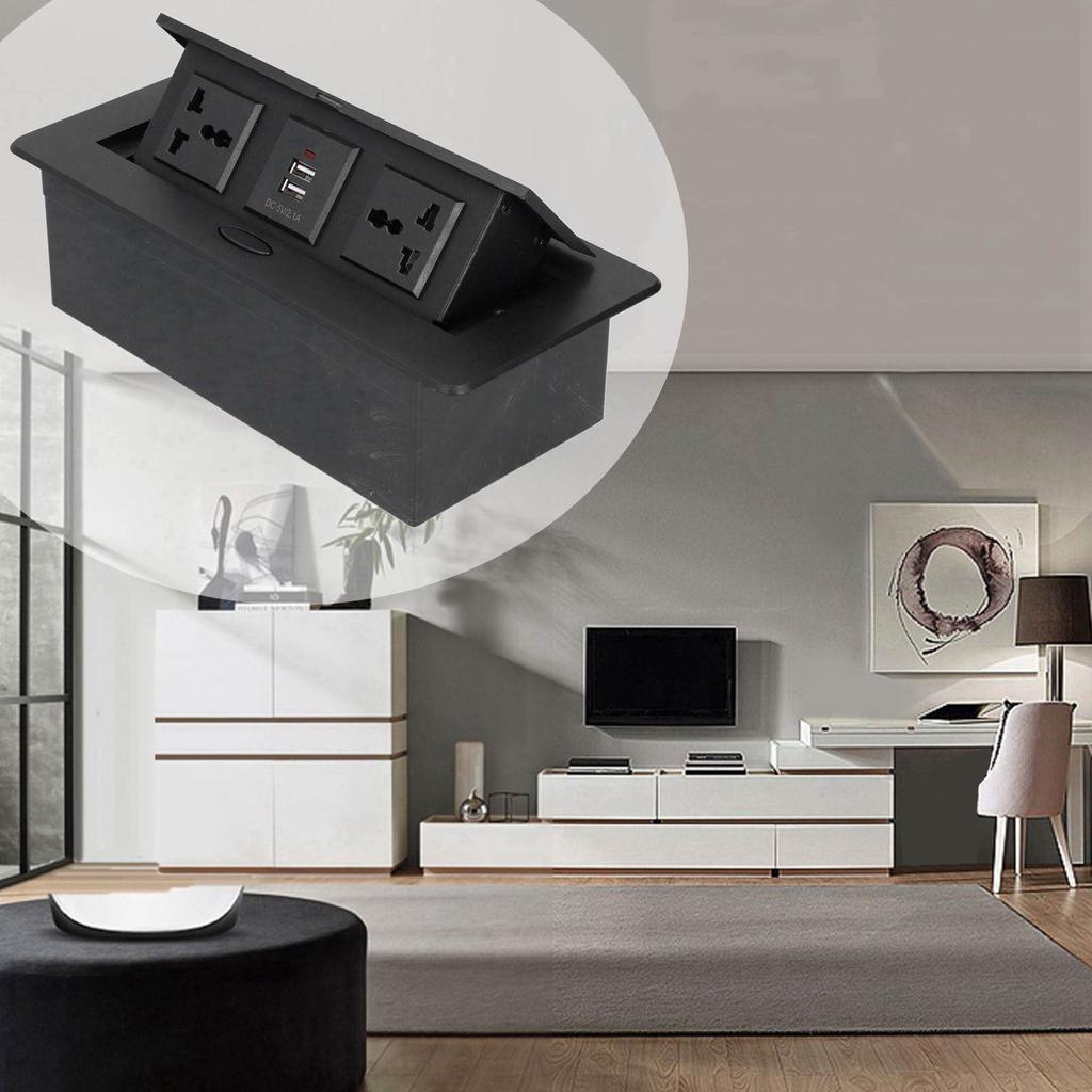 Desktop Popup Socket Desktop  Up Socket 2 X 3 Prong 2 X USB Ports Multifunctional Tabletop Popup Outlet for Home Hotel