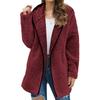Felpa da donna a tinta unita, casual, con cappuccio e colletto, a maniche lunghe, in pile, per l'autunno