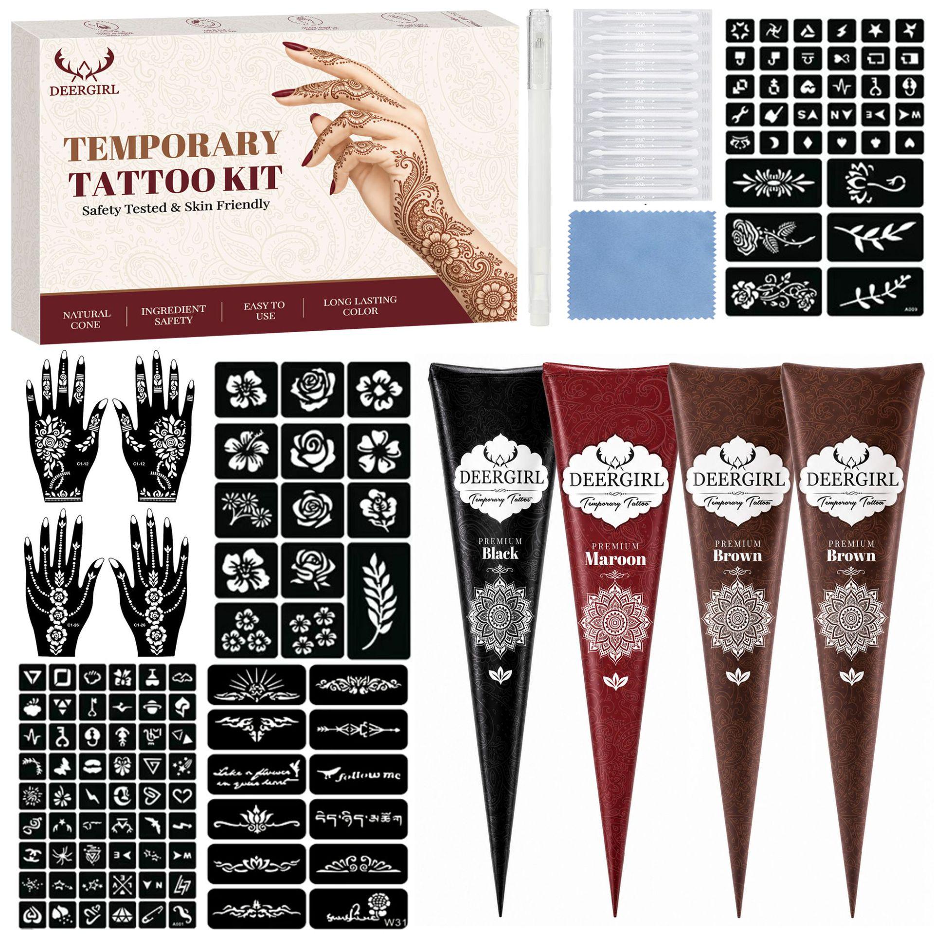 Henna roku krāsotu tetovējumu krēmu komplekts: