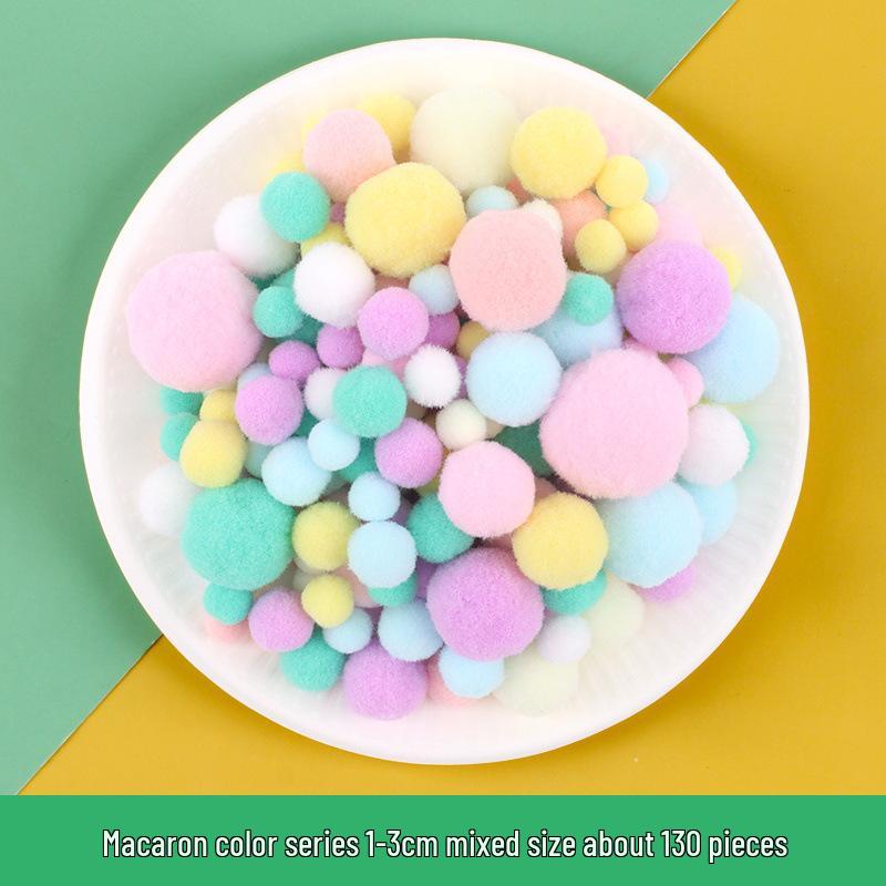 Colorful Gradient Pompom Pack: High-Elastic Plush DIY Toy Accessories for Kids