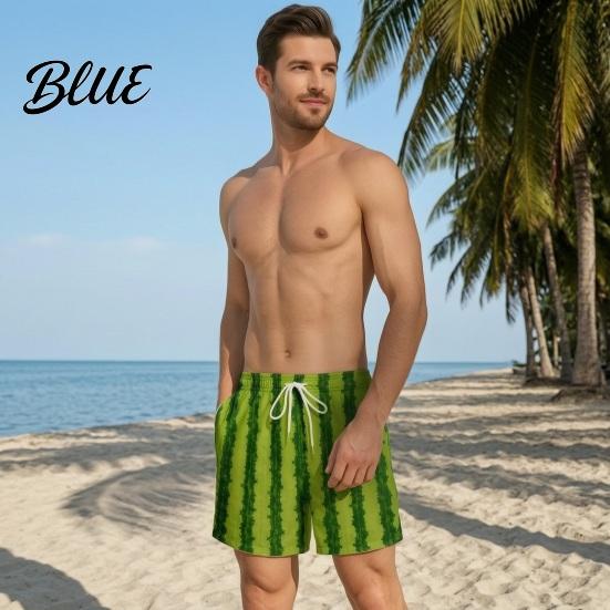 Mens Funny Swim Shorts Men Hairy Booty Shorts Leopard Print Thong Fake Denim Gag Gifts for Birthdays 3D Illusion Beach Trunks Summer Pool Party,