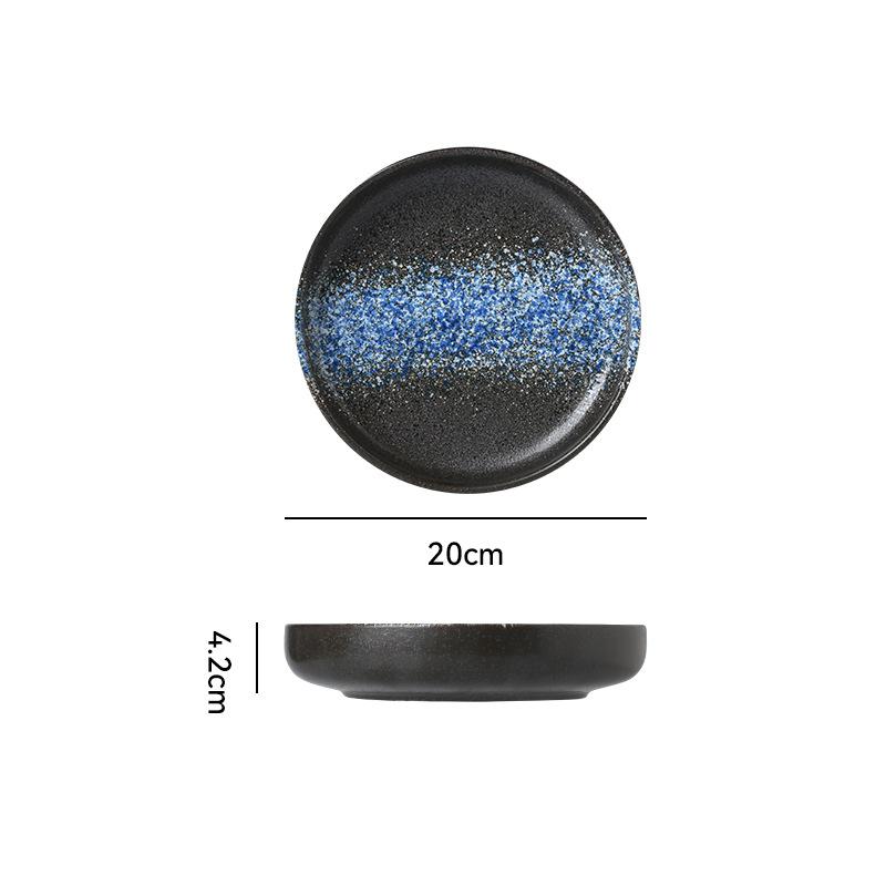 Japanese Retro Ceramic Tableware Rice Plate Restaurant Hotel Steak Plate Western Plate Household Deep Plate Soup Plate