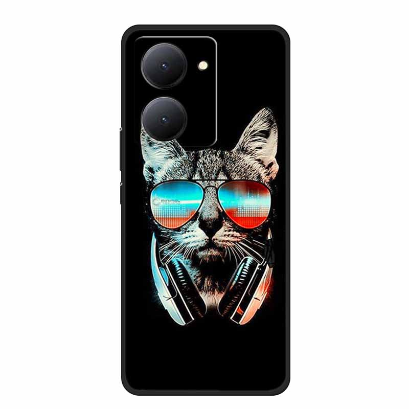 For VIVO Y36 Y78m Y27 5G Case Animals Soft Silicone Back Cover Phone Cases for VIVO Y27 5G VIVOY36 5G 6.64" Cool Wolf Cat Fundas