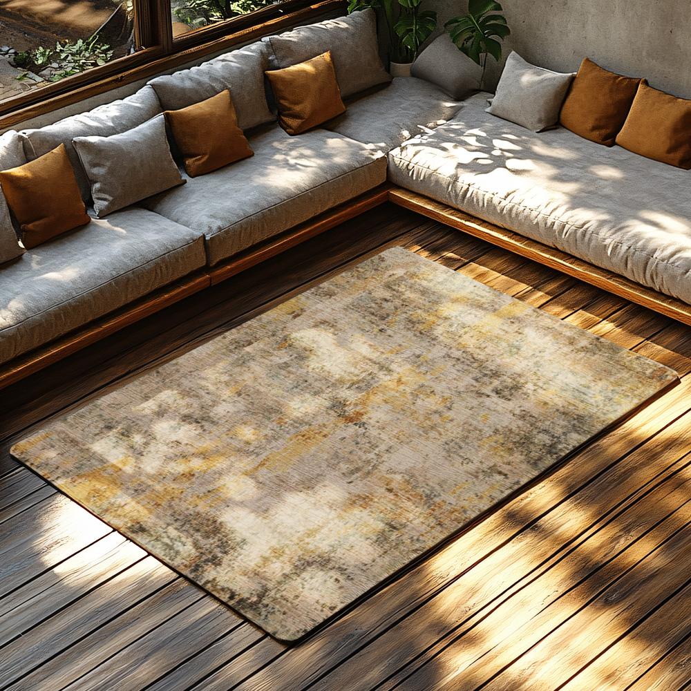 Tan Brown Bohemian Area Rug, Vintage Pattern Non-Slip Carpet, Cozy Living Room Mat for Natural Home Decor