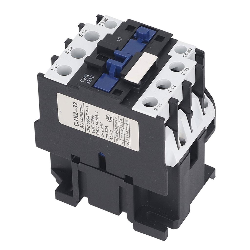 AC Contactor 32A 3 Pole 3 Phase Silver Contact Normally Open DIN Rail Electric Contactor 220V
