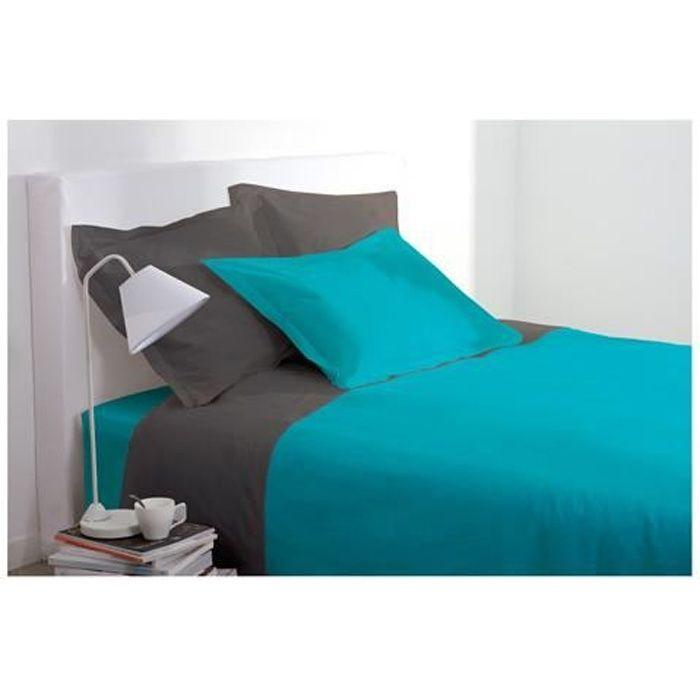 Duvet Cover - ATMOSPHERA - Turquoise - 220 X 240 Cm - 100% Cotton - Washable At 60°