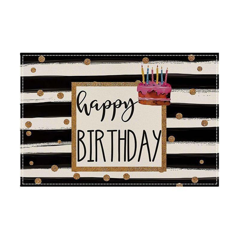 

Birthday Placemat Cartoon Colorful Happy Birthday Cake Gift Box Balloon Stars Flowers Party Decorations Placemats for Table Mat 4PC-30X45cm