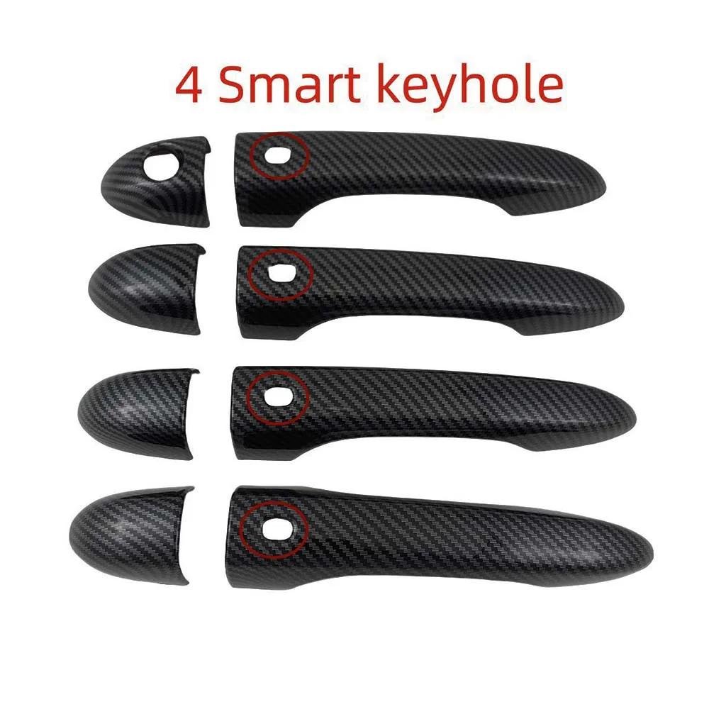 Car Decoration Smart Holes Door Handle Cover For Maserati Levante 2016-2024 Carbon Fiber Glossy Black Cars Accessories Styling