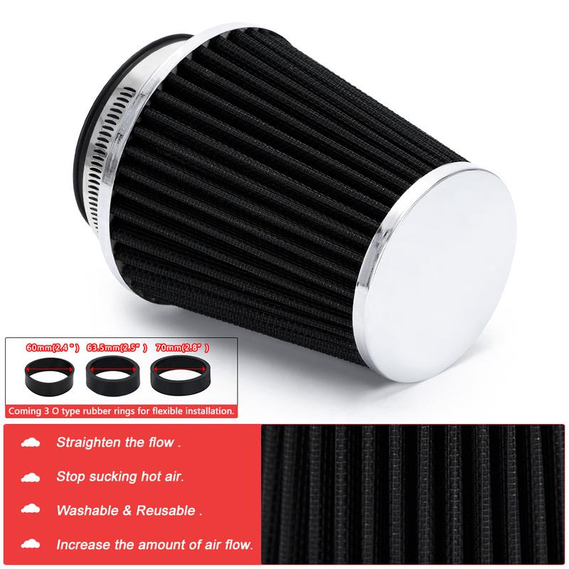 Universal Car High Flow Cold Air Intake Air Inlet Air Intake System Mushroom Head Air Filter Neck 76mm / 70mm / 63.5mm / 60mm