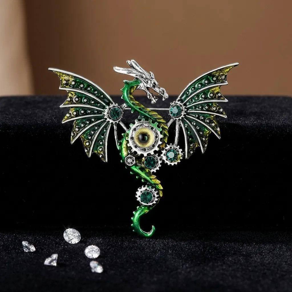 Dragon Mechanical Brooch With Zinc Alloy Material For Gothic Fashion And Giftgiving