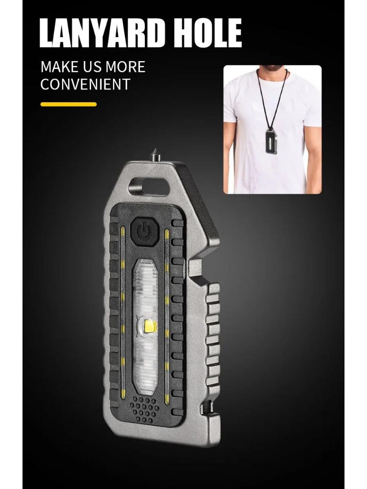 Keychain Flashlights Mini Led Light Selfdefense Whistle Multifunctional Portable Rechargeable 10W Built In Battery for Outdoor