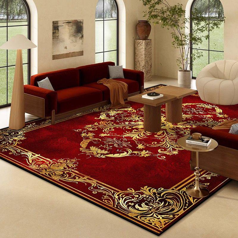 

Современный Роскошный Красный Декоративный Ковер для Гостиной Легко Чистить Коврик для Кофейных Столиков Большого Размера Мягкий Ковер для Спальни Гардеробной Моющийся 5.9x8.2ft(180x250cm)