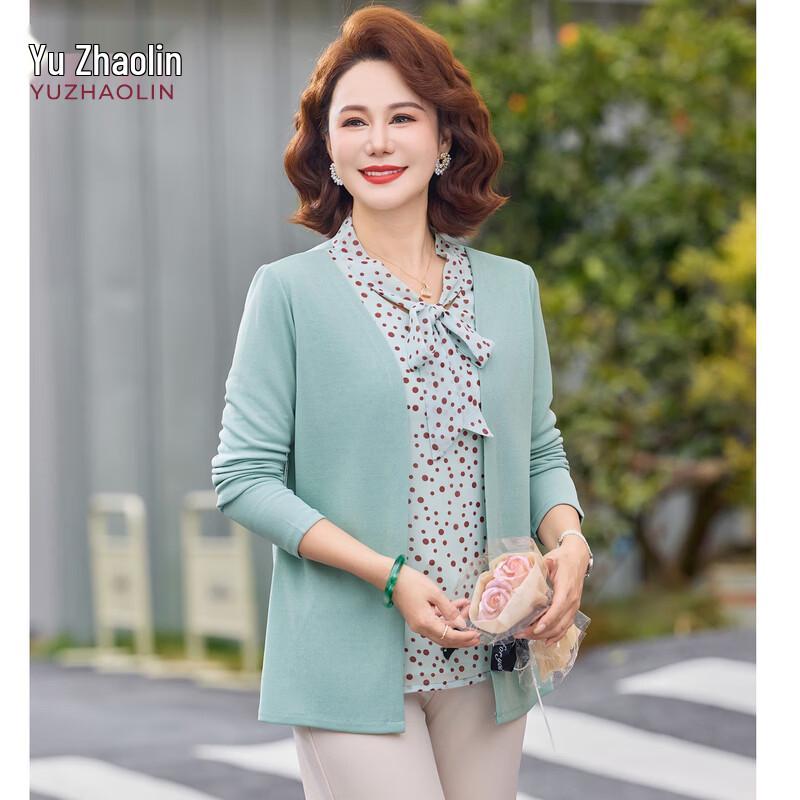 YUZHAOLIN Women s Faux Two-Piece Polka Dot Long Sleeve Shirt XL
