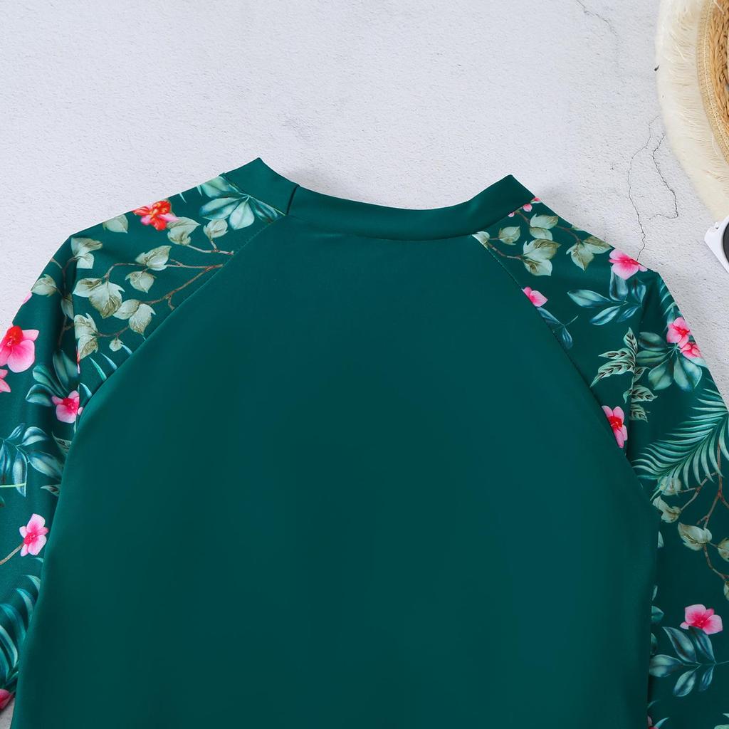 Dámské dvoudílné konzervativní bikiny s dlouhým rukávem a digitálním potiskem pro rok 2024