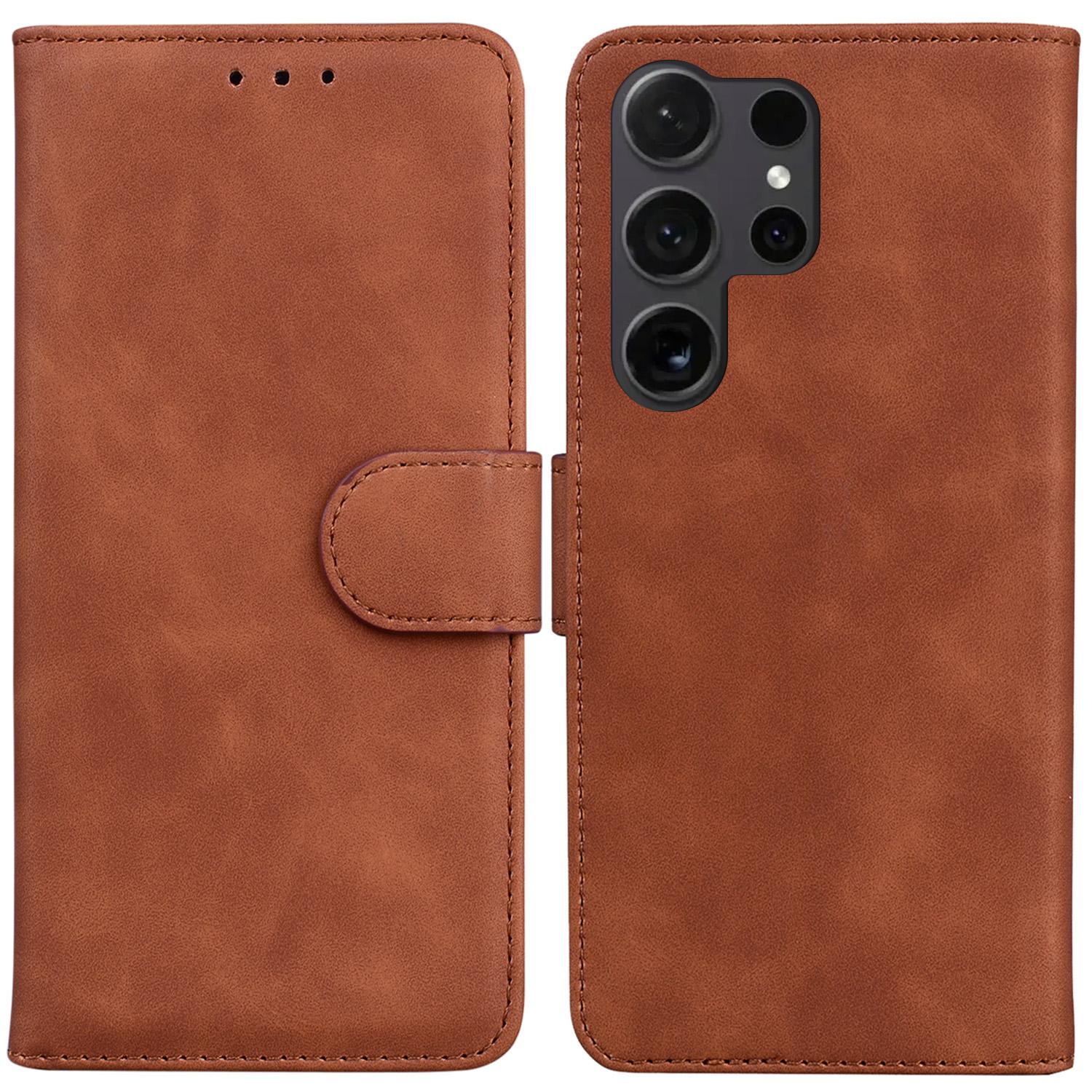 

For Samsung Galaxy S26 Ultra Case Solid Color Leather Wallet Phone Cover