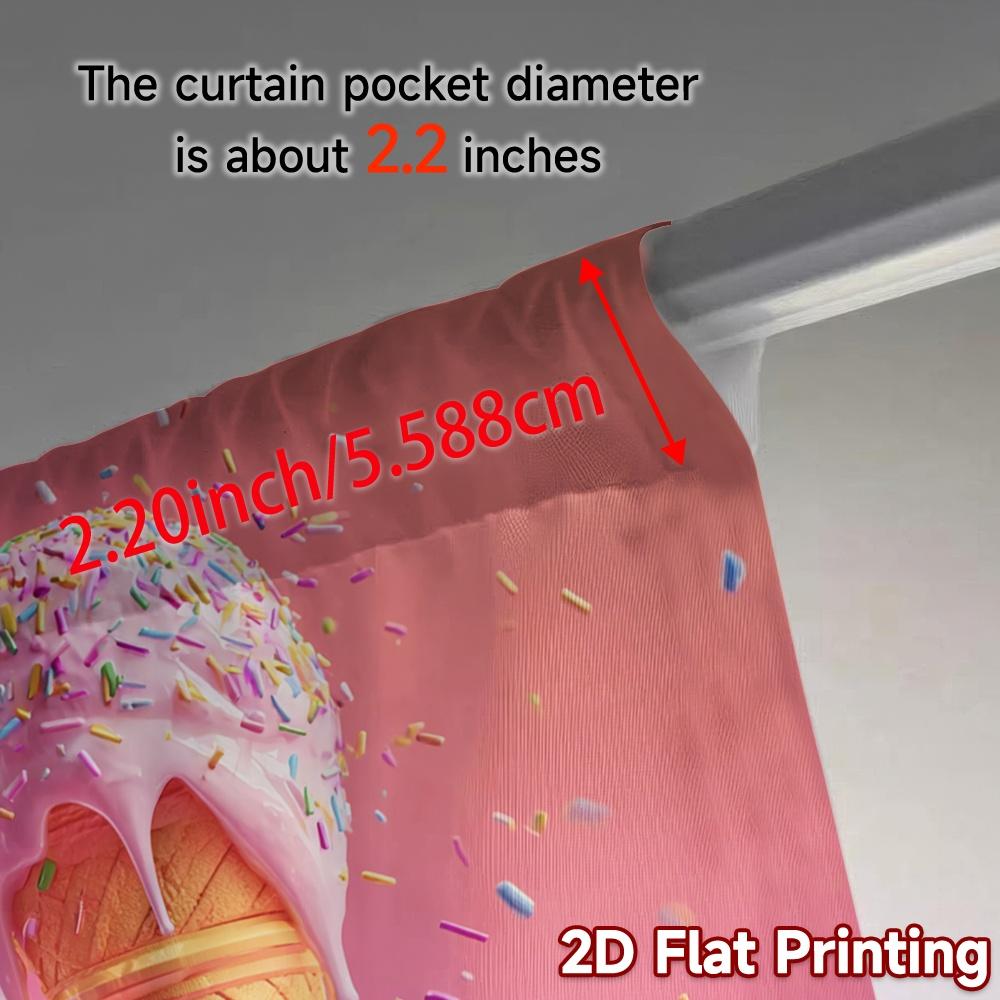 Set Of 2 Flat Printing Curtains Without Rod Icecream Bliss Curtain Yarn Room Decor Ldeal Modern Made Polyester