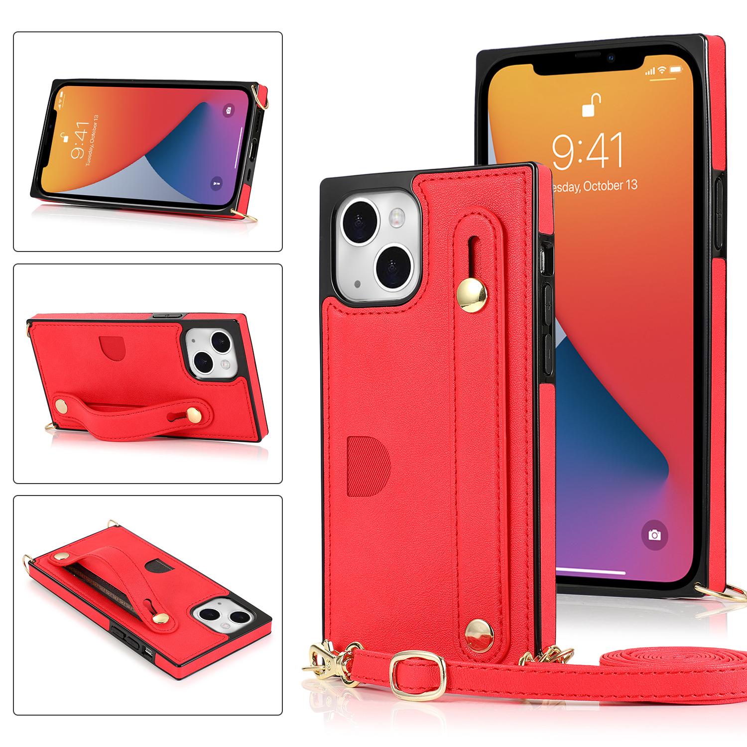 

Новый кожаный чехол через плечо с браслетом для iPhone 15 14Plus 13 12 11 Pro Max XsMax для Samsung S23 S22 S21 S20 Ultra Plus Note20Ultra для Huawei P40 Pro Samsung S23 Ultra красный