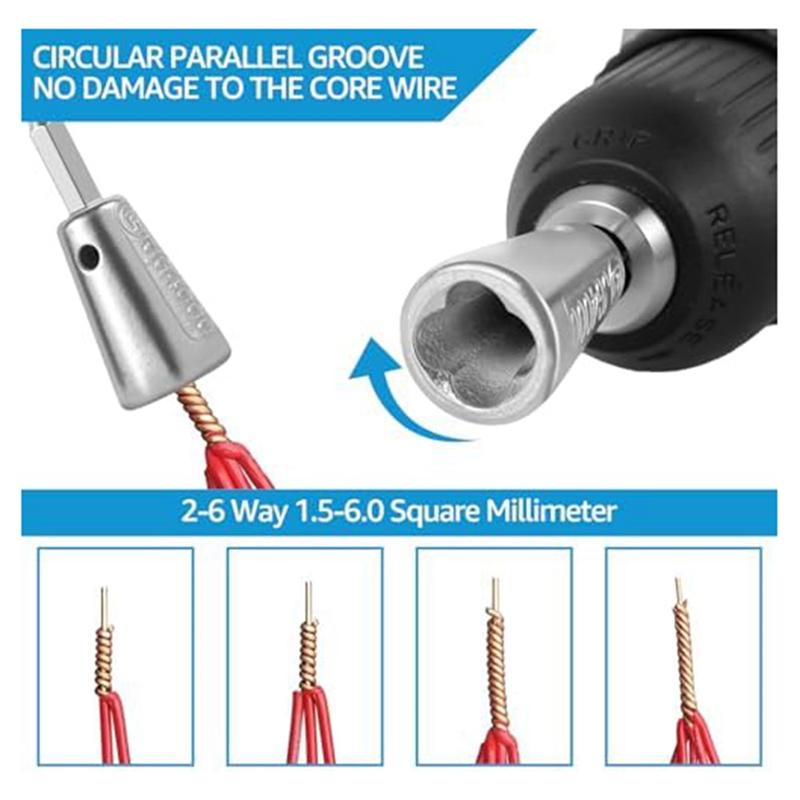 A44Z-Wire Twisting Tool 1/4Inch Hex Shankcable Stripper And Twister Tool Cable Twisting Connector Tool For Cable Wire