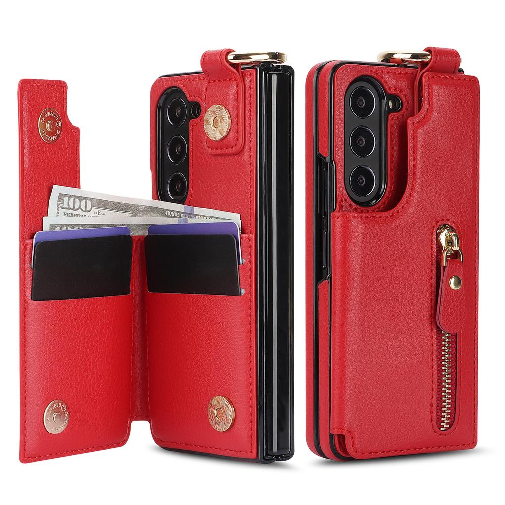 Samsung Z FOld7 Folding Mobile Phone Case FOld6 Zipper Mobile Phone Case Ring Wallet Protection Case