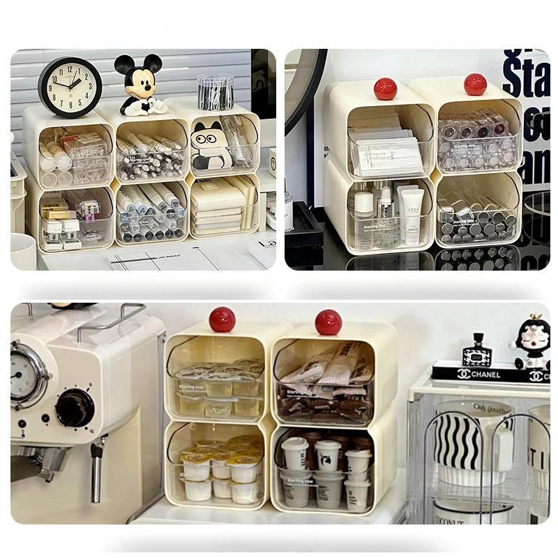 Creative Minimalist Style Storage Box with Drawers Desktop Lipstick Miscellaneous Items Sorting Box Cosmetics Storage Box Gift