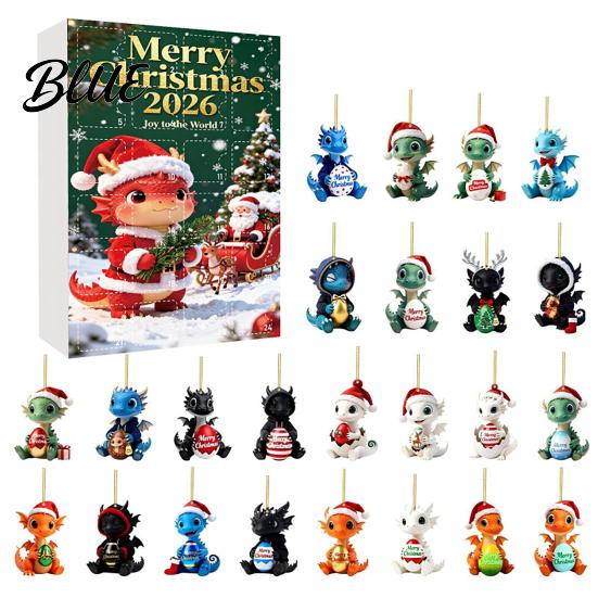 Festive Desktop Table Decor 2026 Dragon Advent Calendar 24 Days Funny Baby Figures Christmas Countdown Cute for Tree 2D Acrylic Cartoon Ornaments