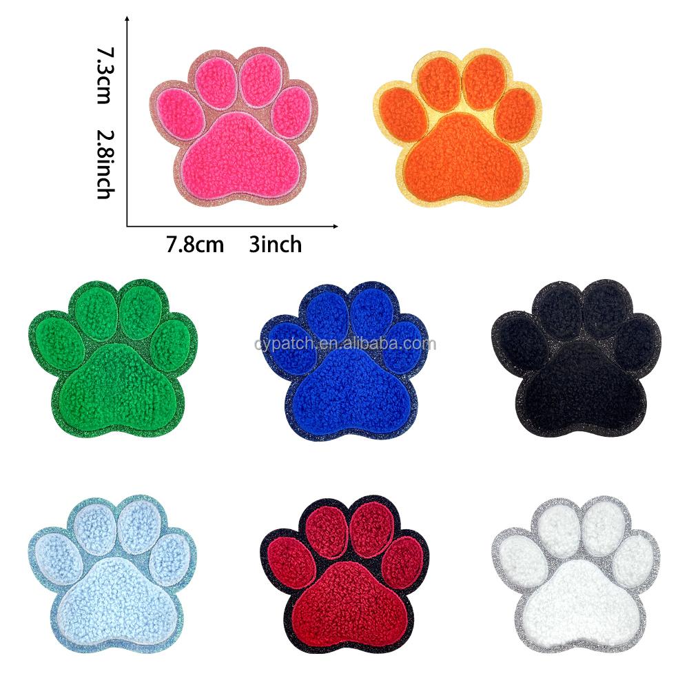 8 Pcs Paw Print Embroidered Patch Set - Colorful Paw Shaped Iron-On Patches for Jackets, Bags, and Accessories