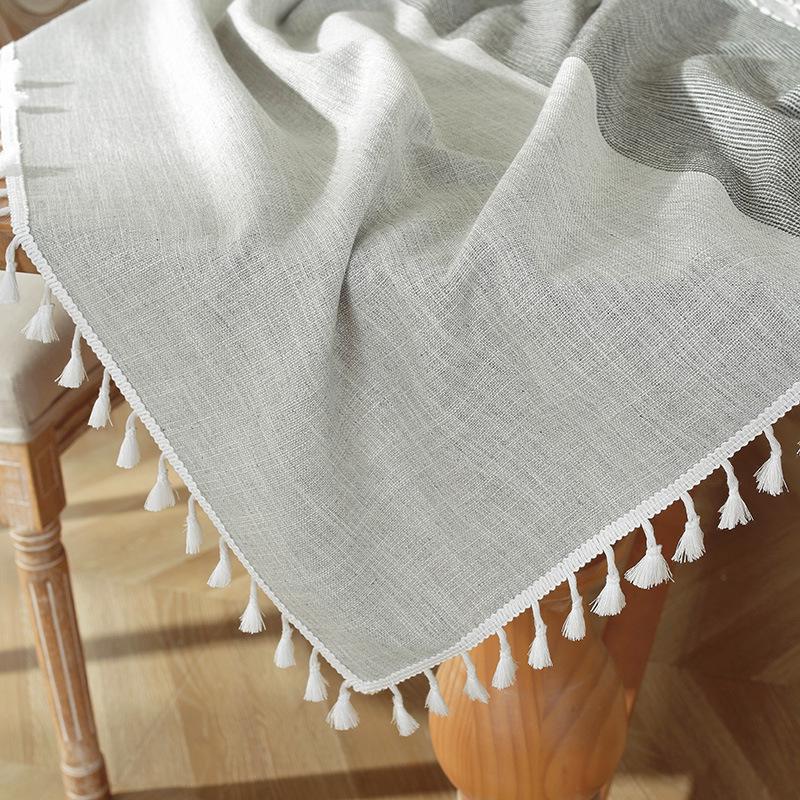 Japanese Cotton Linen Tassel Table Runner & Dust Cover - Plain Color with Heat Insulation.