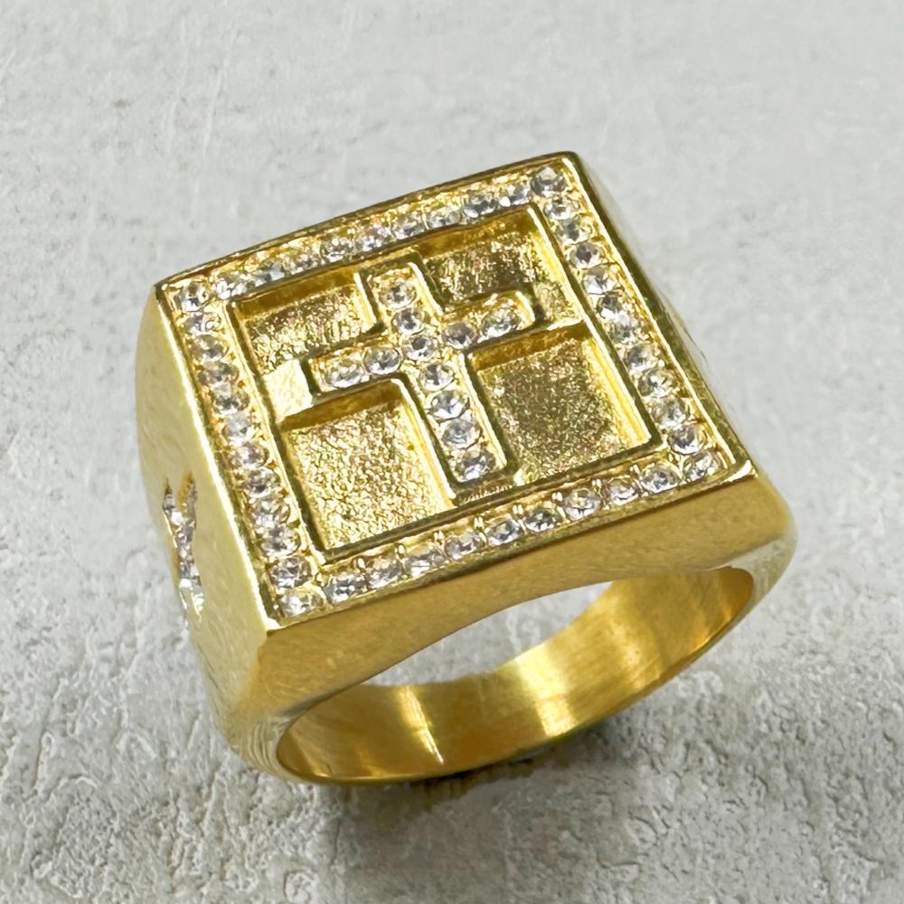 Хип-хоп Панк Христианский Крест Массивное Кольцо роскошное для Мужчин Женщин 316L Нержавеющая Сталь С Стразами Религия Молитва Мужской 13