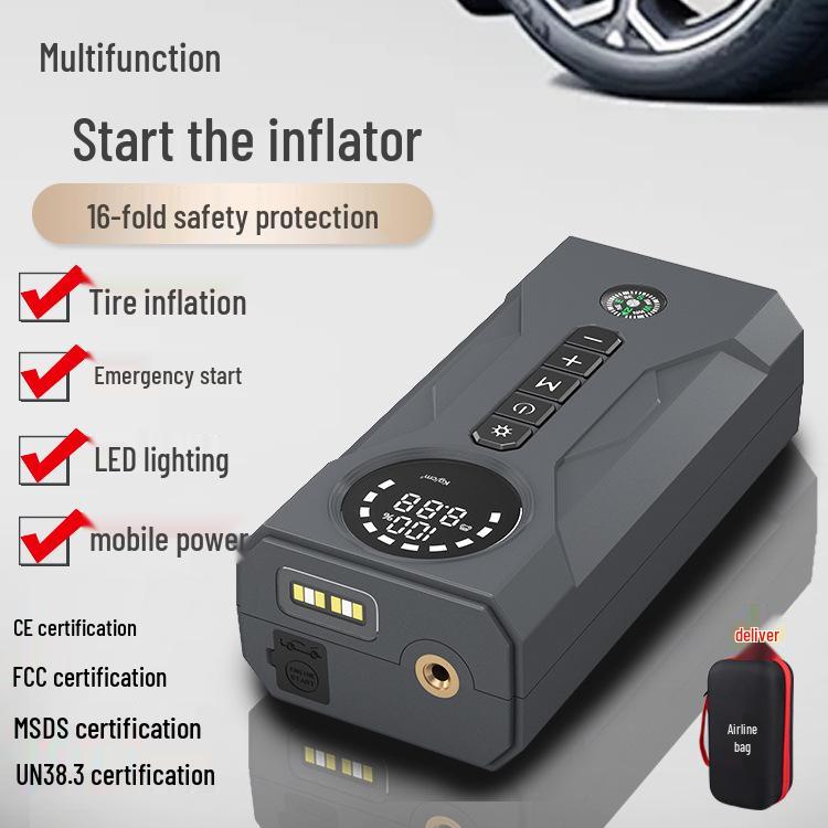 Portable All-in-One Car Jump Starter and Power Bank with Inflator
