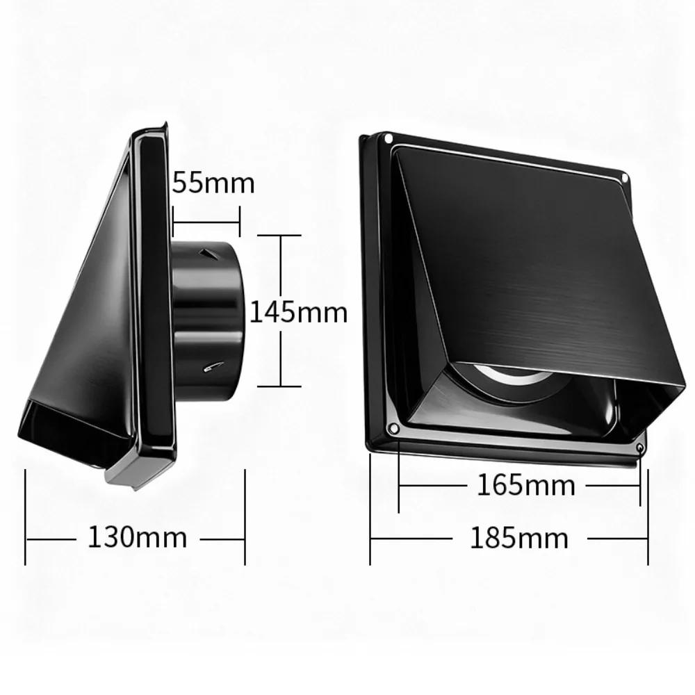 New High Quality Durable 4" 5" 6" Air Vent Stainless Steel Square Ventilation Outlet Black/Silver Ventilator Air Extraction