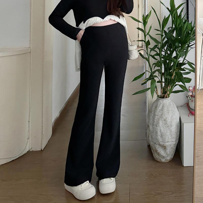 2026 Spring Maternity Knitwear: Irregular Design Top & Flared Belly Support Pants XL