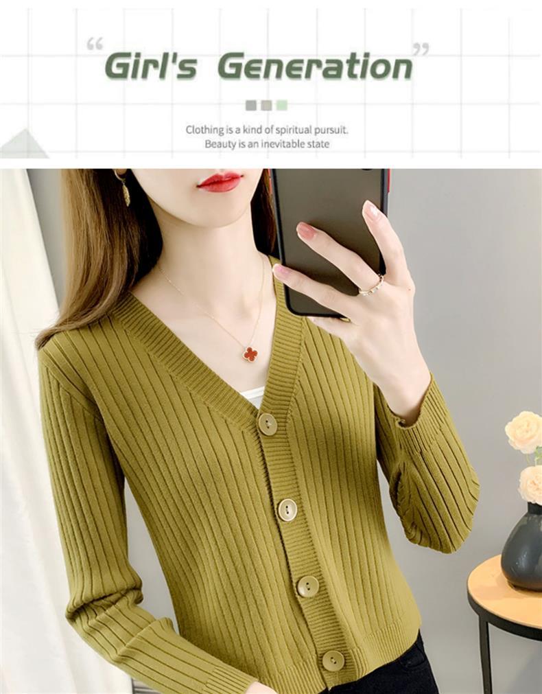 2025 New Style Petite V-Neck Airy Knit Cardigan for Early Autumn
