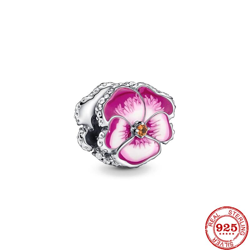 925 Silver Butterfly Four Clover Leaves Flower Charm Bead Fit Original Pendant Bracelet Necklace Jewelry Gift For Women