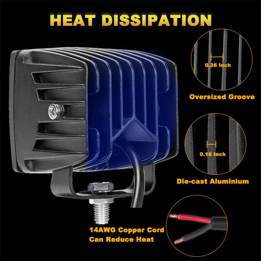 2Pcs 128W 12800LM CREE LED Pods 3 Inch Off Road Lights LED Driving Lights