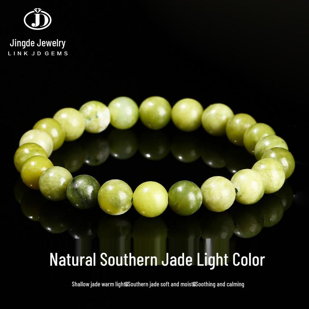 Light Color Southern Jade Bracelet - Simple Jade Stone Design, Perfect Gift for Couples