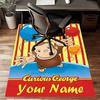 Custom Curious George Mat Personalized Name, Polyester Washable Indoor Entryway Rug, Gift for Christmas, Easter, Thanksgiving Day