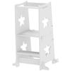 2-in-1 Toddler Step Stool with Safety Rail for Kitchen, Bathroom, White