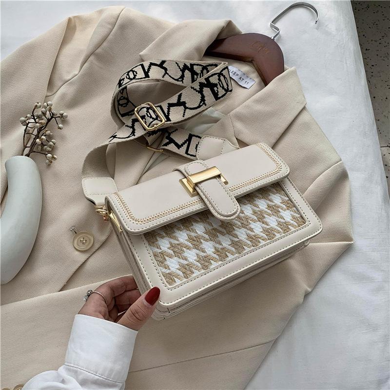 New Women's Bag Fashion Retro Trend Small Square Bag Contrasting Color Shoulder Messenger Bag Ins Foreign Style Bag Women