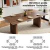 Extendable Dining Table 140/200 * 90 cm, Suitable for 6–8 People, Rectangular Table Top, Thickened Table Top, Simple Style, Walnut