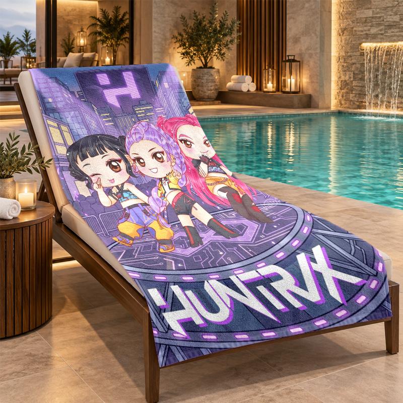 Beach Towel with Kpop Demon Hunters Design, Quick Dry Lightweight Towel for Swimming Pool Travel