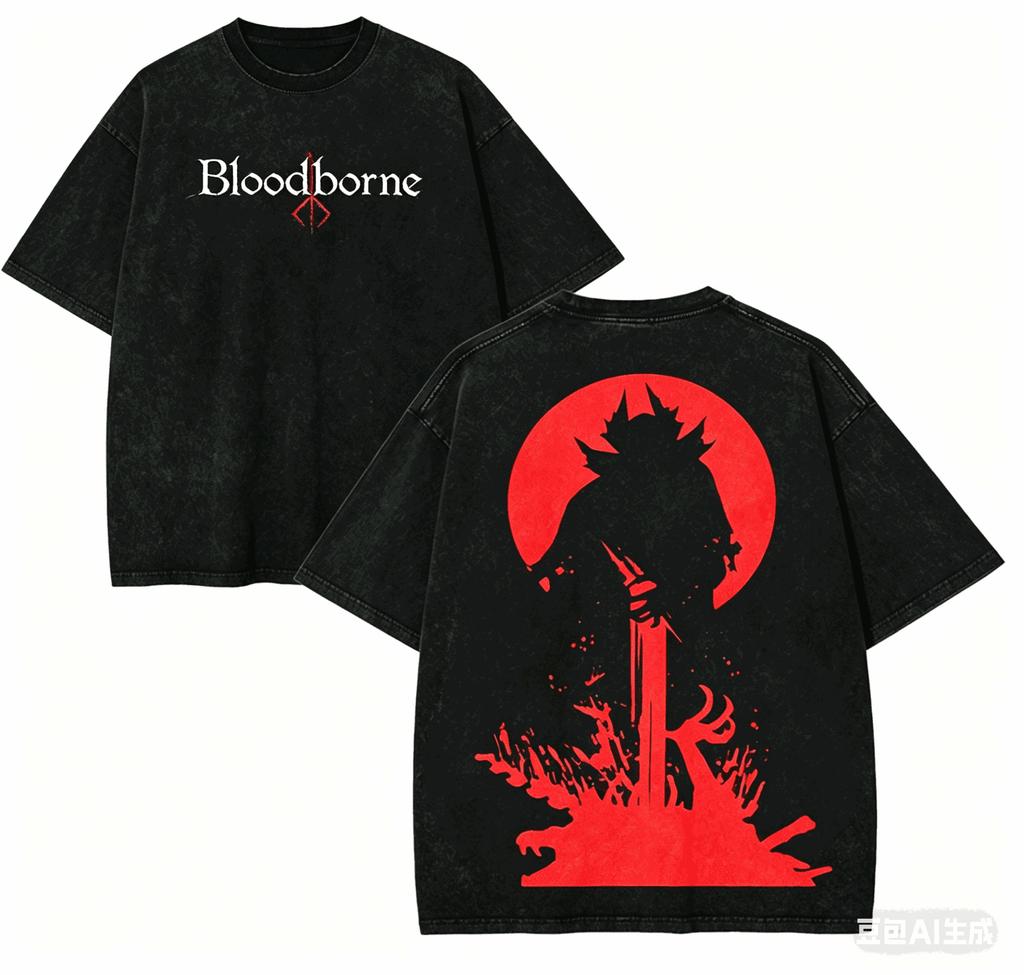 Bloodborne T Shirt Personality Clothes New Model Anime T-shirt Yearround Clothing Plus Size Unisex Streetwear Trendy Couples