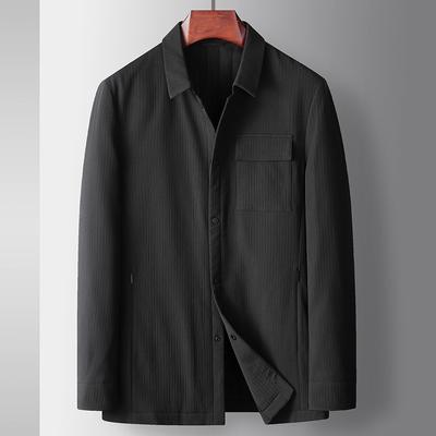 Herbst- und Winter Baumwollrevershemd Version Jacke Einfarbig Mittelalterlich und Jung Business Freizeit Verdickte Jacke